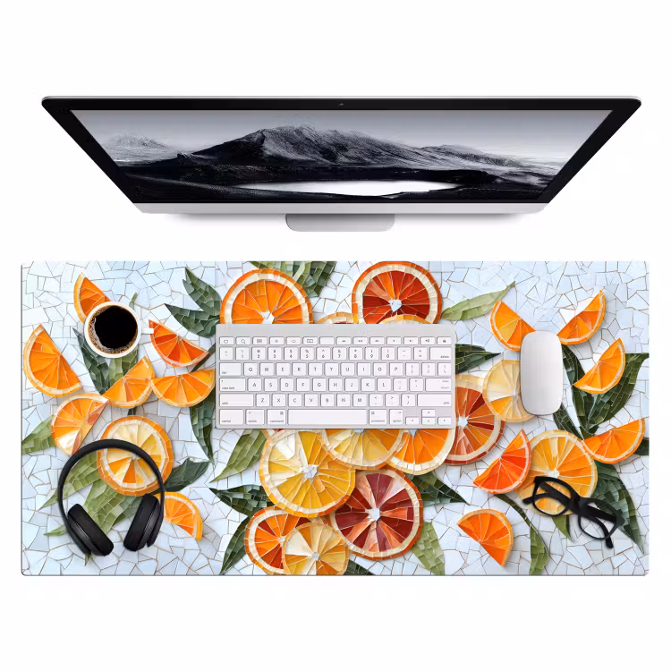 Bureau onderlegger - Schijfjes - Fruit - Oranje - Mozaïek — 3