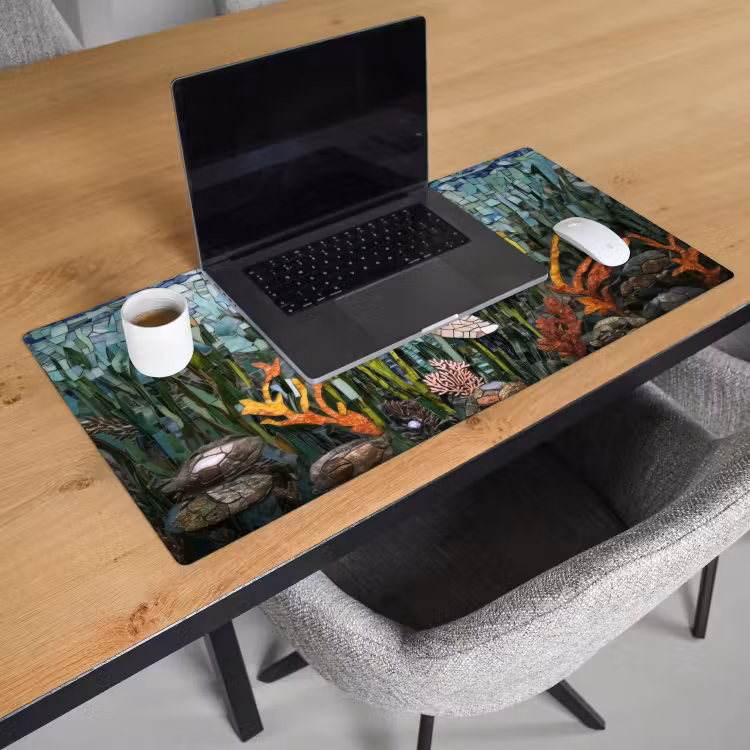 Bureau onderlegger - Schildpad - Zeewier - Mozaïek — 2