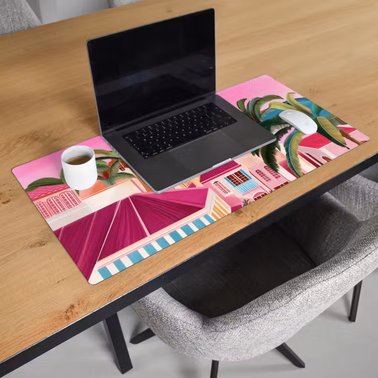 Bureau onderlegger - Stad - Roze - Palmbomen — 2