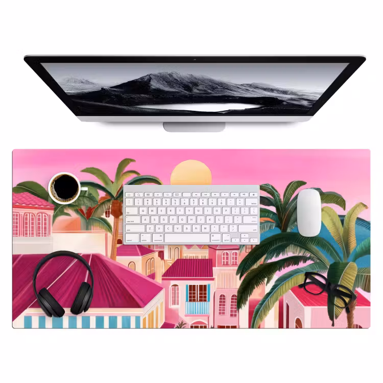 Bureau onderlegger - Stad - Roze - Palmbomen — 3