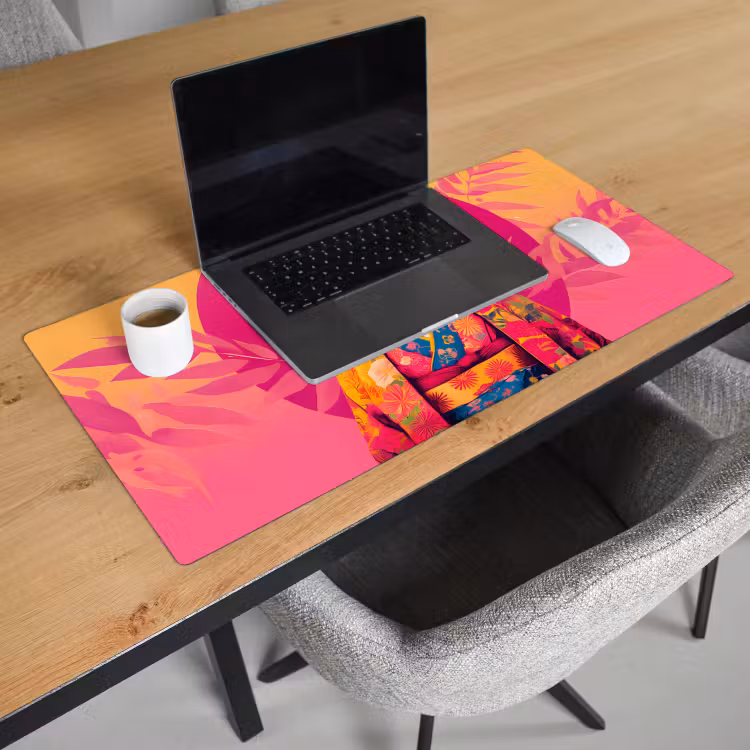 Bureau onderlegger - Tijger - Kimono - Planten - Roze — 2