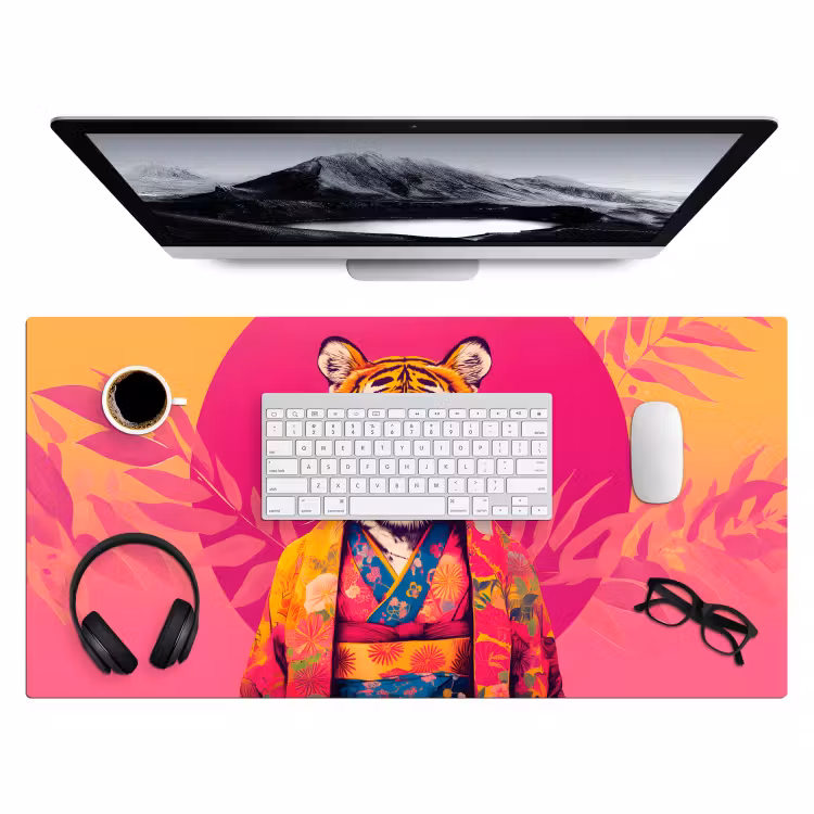 Bureau onderlegger - Tijger - Kimono - Planten - Roze — 3