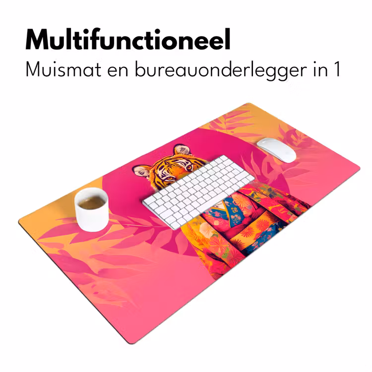 Bureau onderlegger - Tijger - Kimono - Planten - Roze — 6