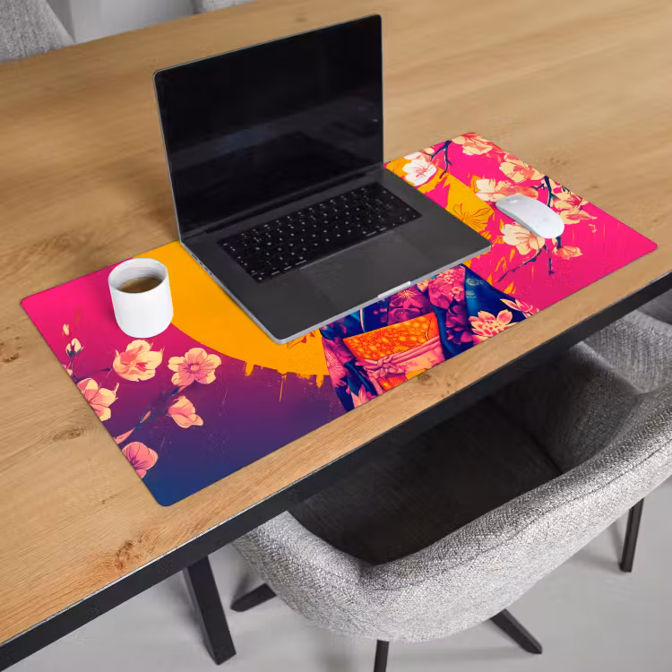 Bureau onderlegger - Varken - Bloemkroon - Kimono - Abstract — 2