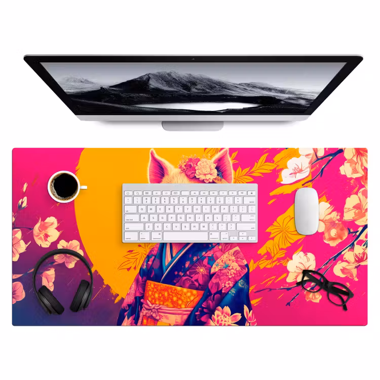 Bureau onderlegger - Varken - Bloemkroon - Kimono - Abstract — 3