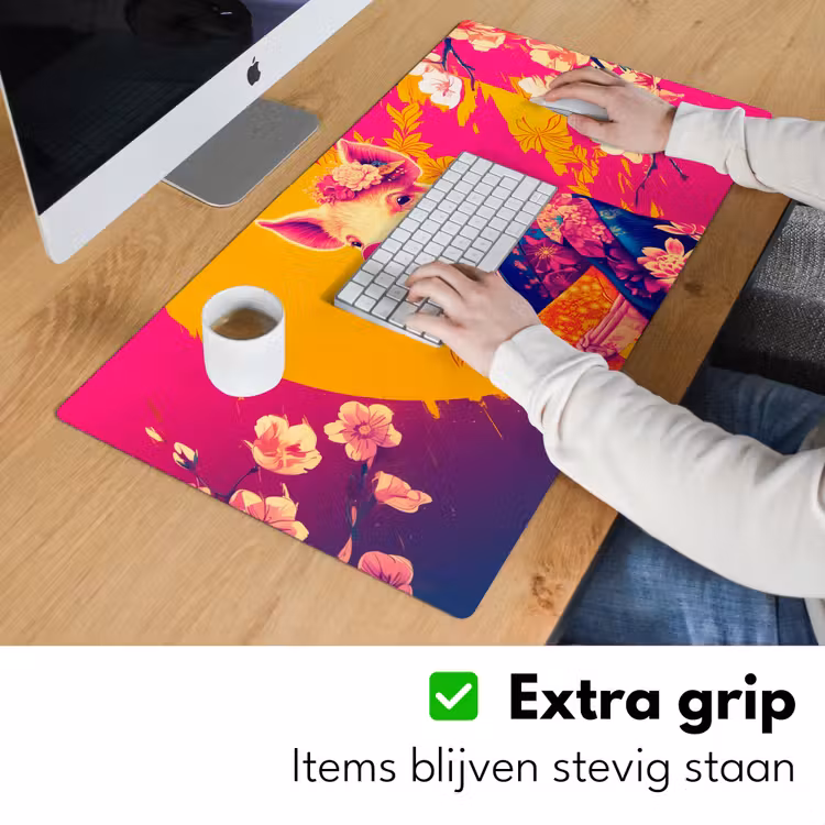 Bureau onderlegger - Varken - Bloemkroon - Kimono - Abstract — 5