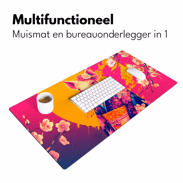 Bureau onderlegger - Varken - Bloemkroon - Kimono - Abstract — 6