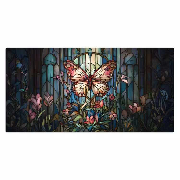Bureau onderlegger - Vlinder - Roze - Bloemen - Bladeren — 1