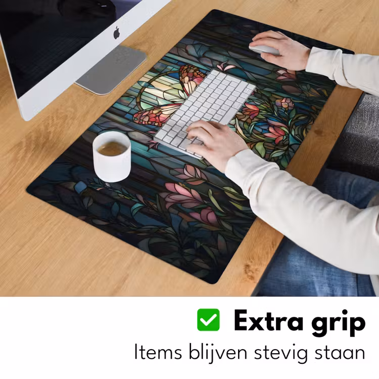 Bureau onderlegger - Vlinder - Roze - Bloemen - Bladeren — 5