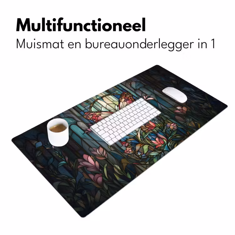 Bureau onderlegger - Vlinder - Roze - Bloemen - Bladeren — 6