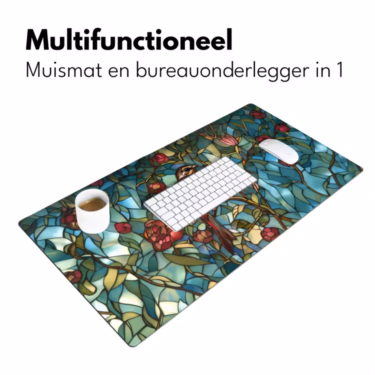 Bureau onderlegger - Vogel - Tak - Rozen - Mozaïek — 6
