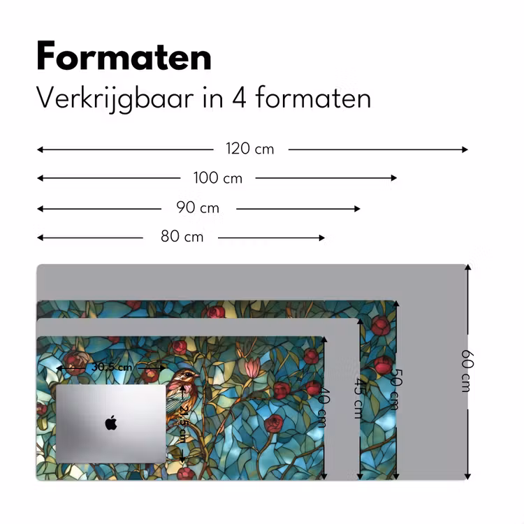 Bureau onderlegger - Vogel - Tak - Rozen - Mozaïek — 7