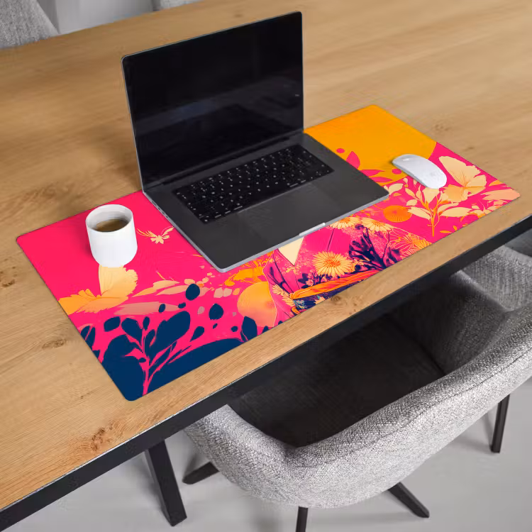 Bureau onderlegger - Vrouw - Zonnebril - Abstract - Oranje — 2