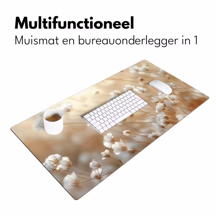 Bureau onderlegger - Wilde - Bloemen - Wit — 6
