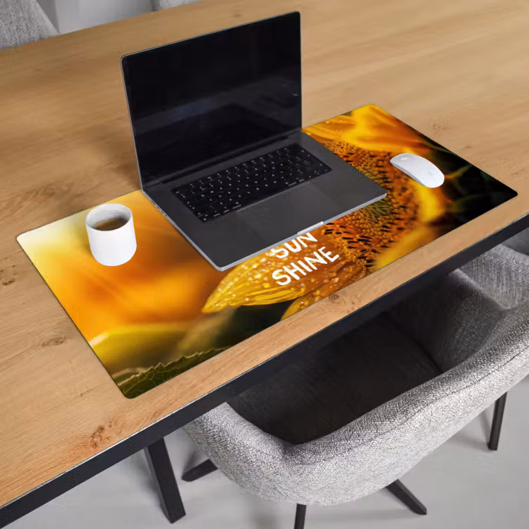 Bureau onderlegger - Zonnebloem - Close up - Geel - Quote — 2