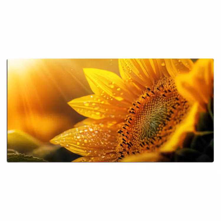Bureau onderlegger - Zonnebloem - Dauwdruppels - Geel - Zonlicht — 1