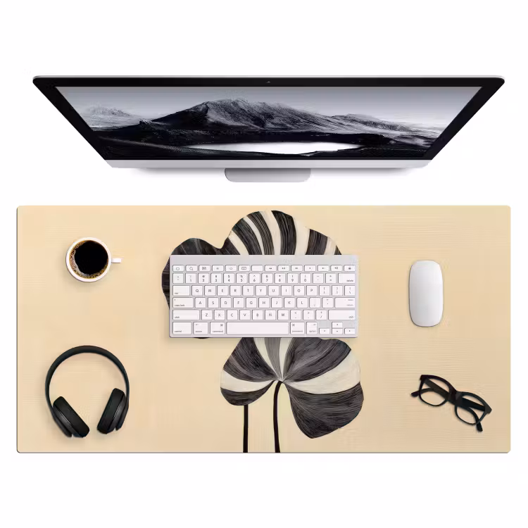 Bureau onderlegger - Zwart - Bladeren - Strepen - Minimalistisch — 3
