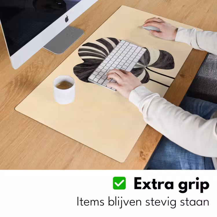 Bureau onderlegger - Zwart - Bladeren - Strepen - Minimalistisch — 5