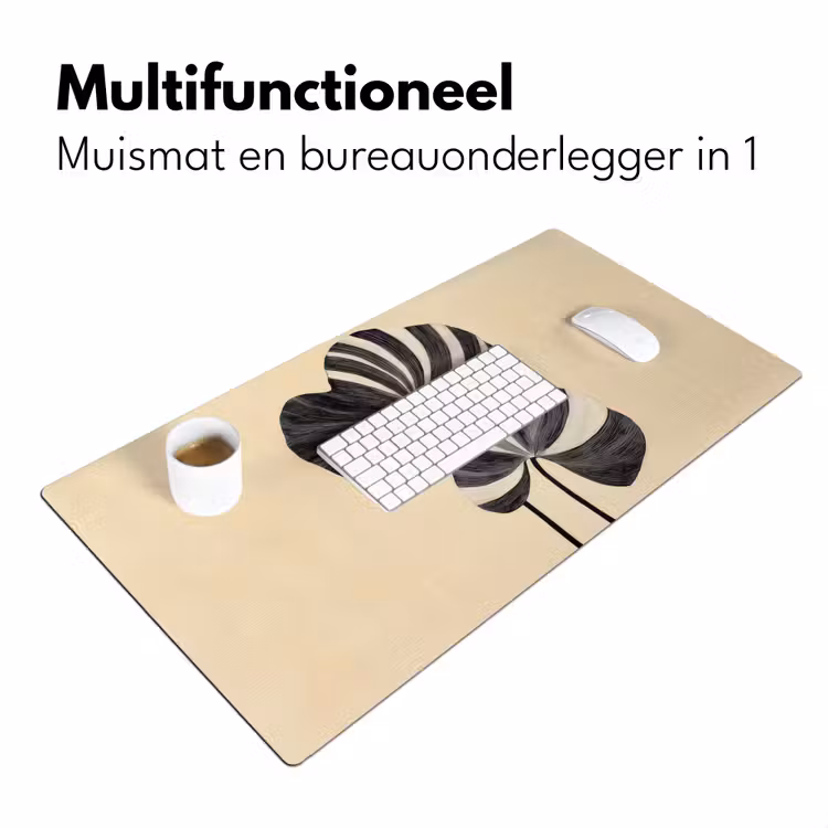 Bureau onderlegger - Zwart - Bladeren - Strepen - Minimalistisch — 6