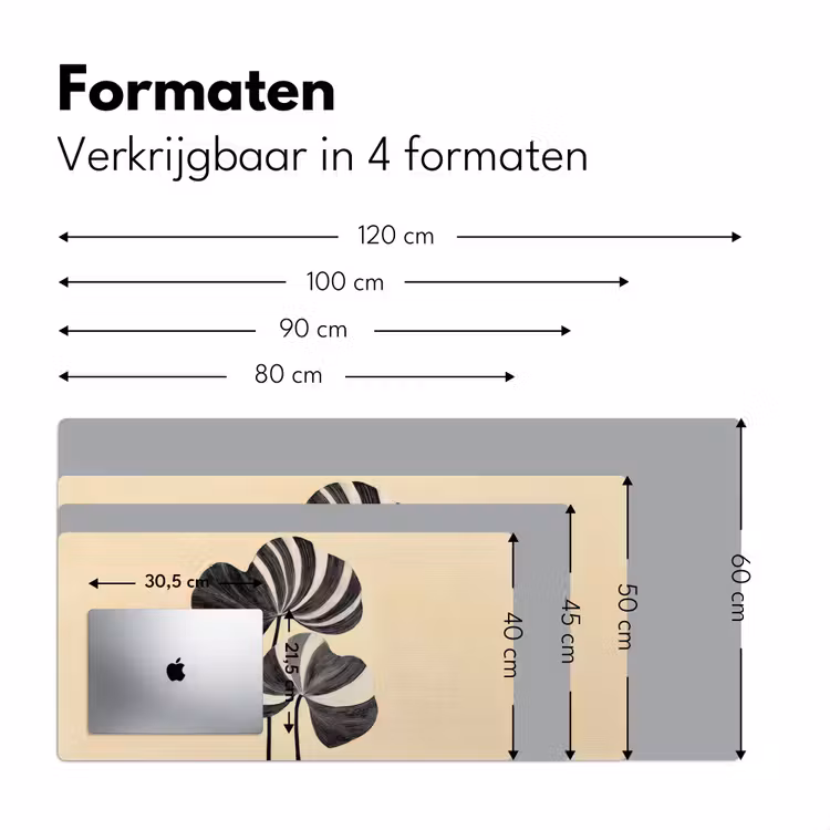 Bureau onderlegger - Zwart - Bladeren - Strepen - Minimalistisch — 7