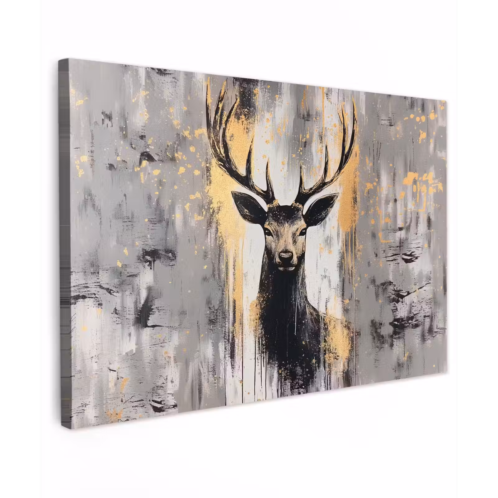 Canvas schilderij - Abstract - Hert - Gewei - Goud — 1