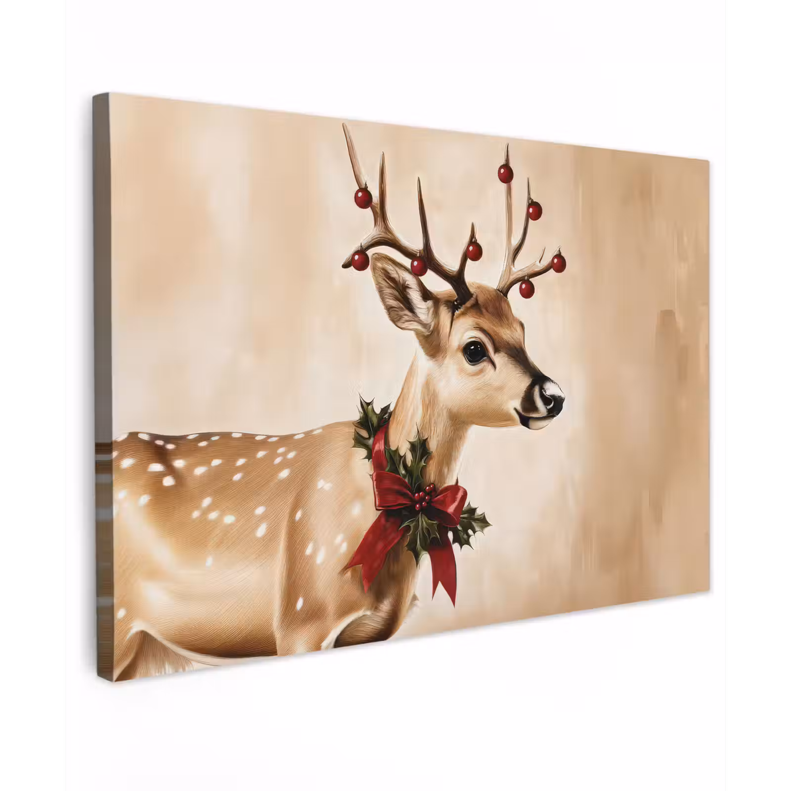 Canvas schilderij - Gewei - Kerst - Rendier - Rood — 1