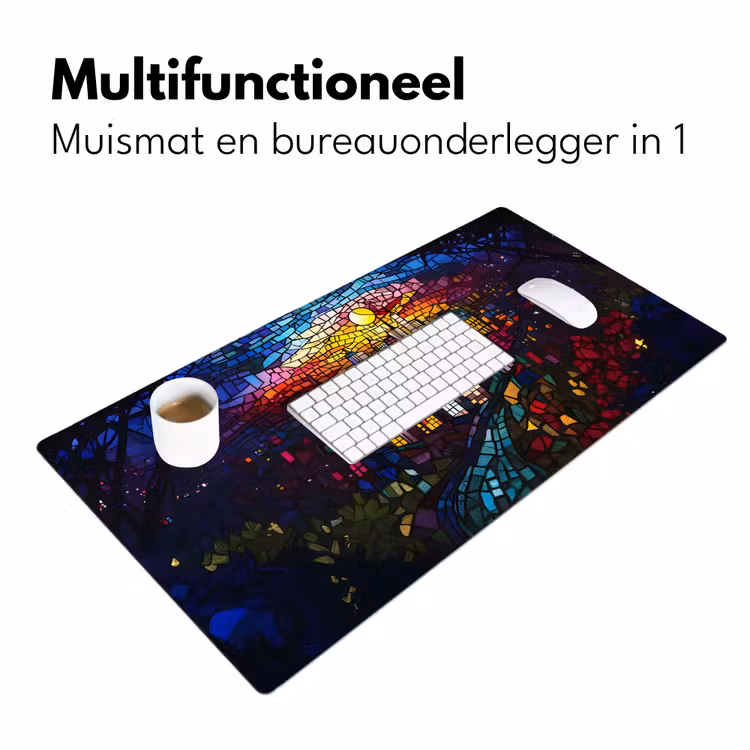 Bureau onderlegger - Stad - Maan - Mozaïek - Kleurrijk — 6