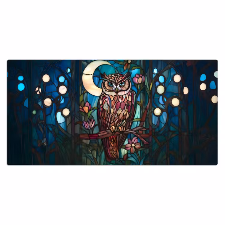 Bureau onderlegger - Uil - Mozaïek - Maan - Nacht — 1