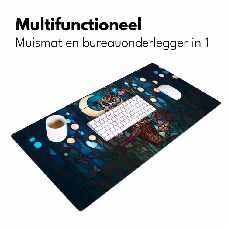 Bureau onderlegger - Uil - Mozaïek - Maan - Nacht — 6