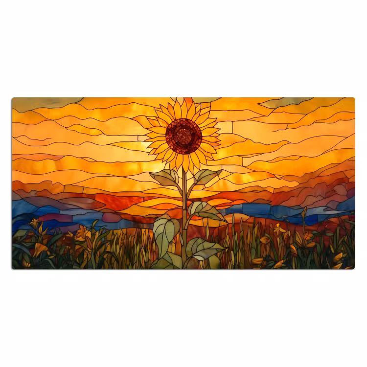 Bureau onderlegger - Zonnebloem - Mozaïek - Zonsondergang - Geel — 1