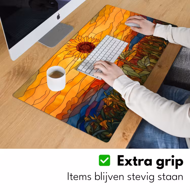 Bureau onderlegger - Zonnebloem - Mozaïek - Zonsondergang - Geel — 5