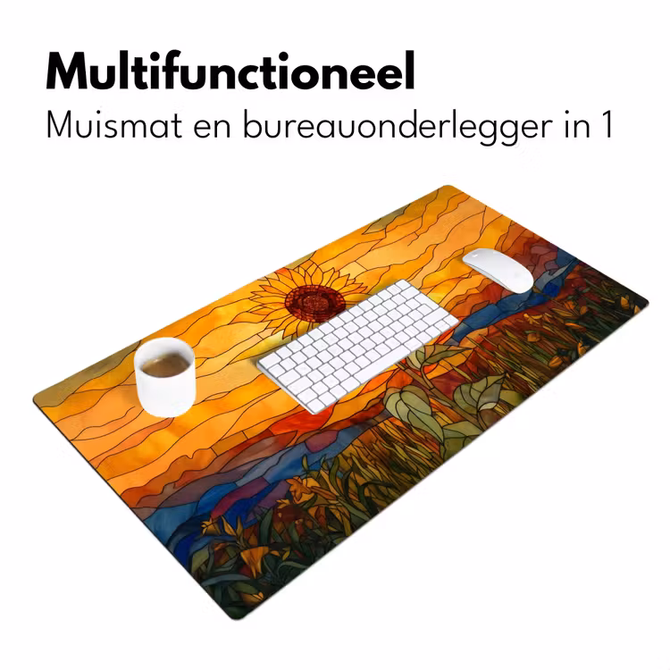 Bureau onderlegger - Zonnebloem - Mozaïek - Zonsondergang - Geel — 6