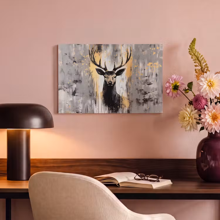Canvas schilderij - Abstract - Hert - Gewei - Goud — 4