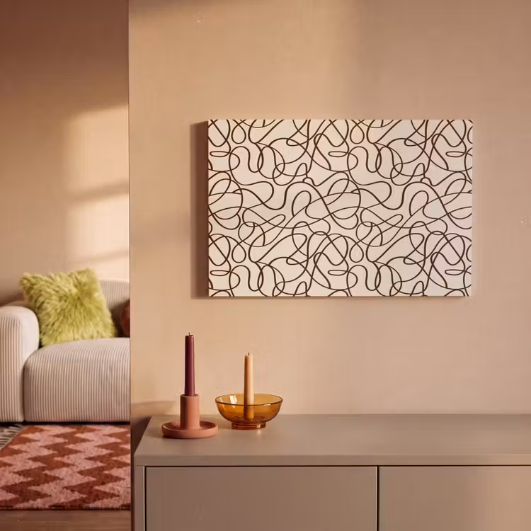 Canvas schilderij - Beige - Lijnen - Donkerbruin — 1
