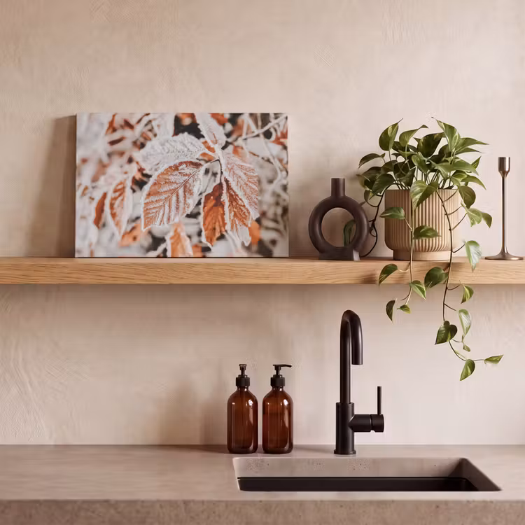 Canvas schilderij - Bladeren - IJs - Winter - Natuur — 3