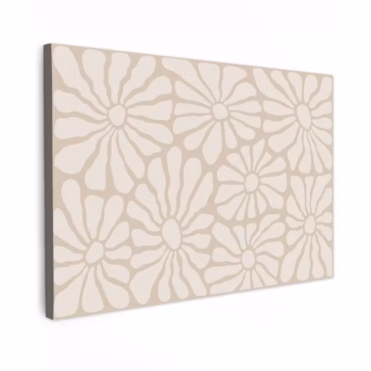 Canvas schilderij - Bloemen - Print - Beige - Bruin - Minimalistisch — 1