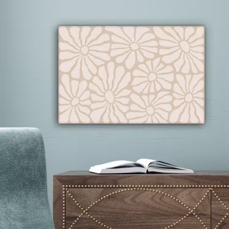 Canvas schilderij - Bloemen - Print - Beige - Bruin - Minimalistisch — 4