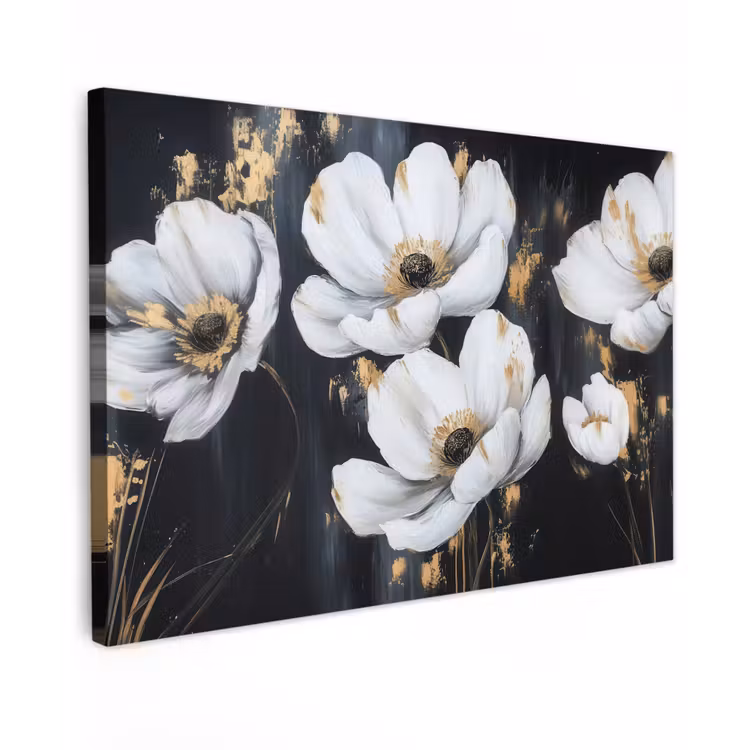 Canvas schilderij - Bloemen - Wit - Abstract — 1
