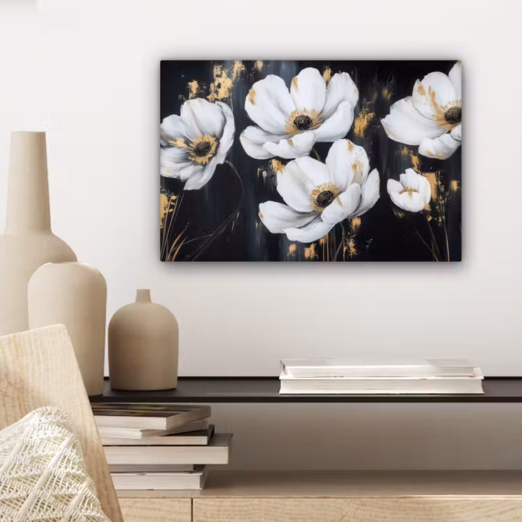 Canvas schilderij - Bloemen - Wit - Abstract — 5