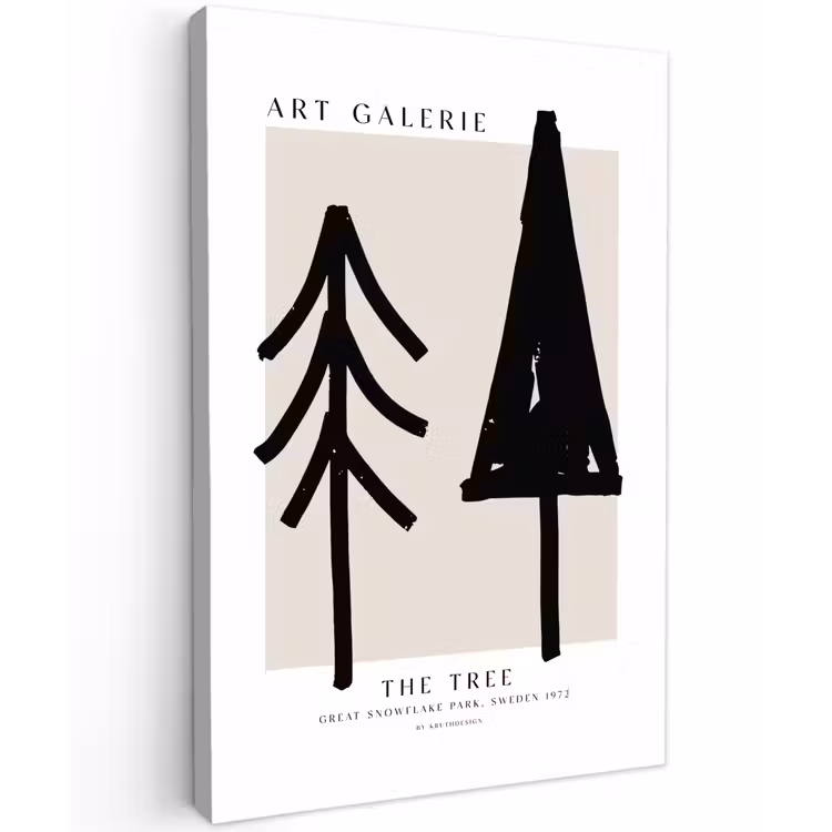 Canvas schilderij - Bomen - Kerst - Zwart - Feest — 1