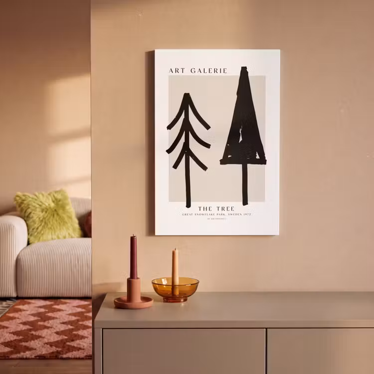 Canvas schilderij - Bomen - Kerst - Zwart - Feest — 2
