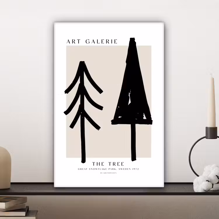 Canvas schilderij - Bomen - Kerst - Zwart - Feest — 5