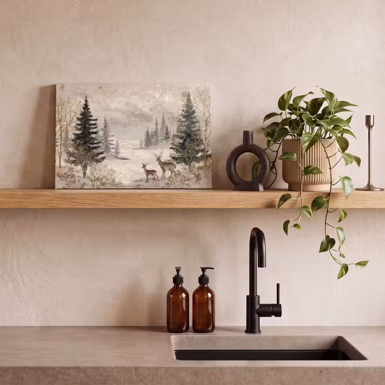 Canvas schilderij - Bos - Herten - Winter - Sneeuw — 3