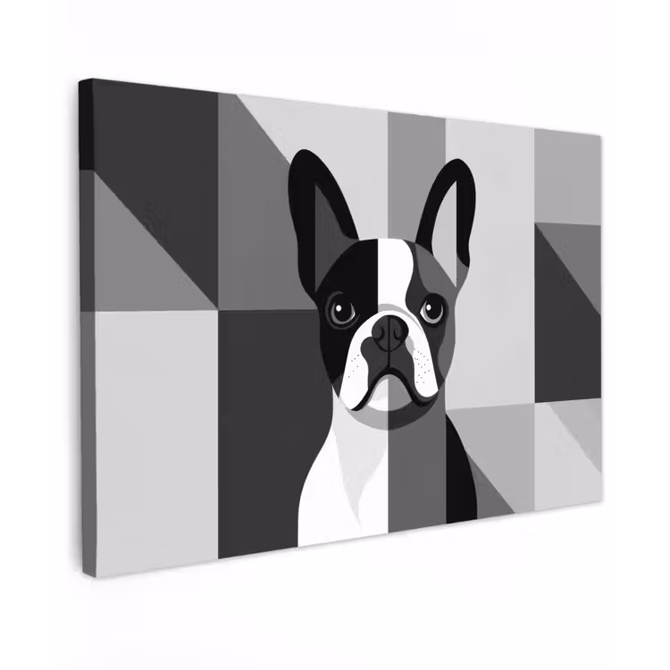 Canvas schilderij - Buldog - Zwart - Abstract - Vlakken — 1