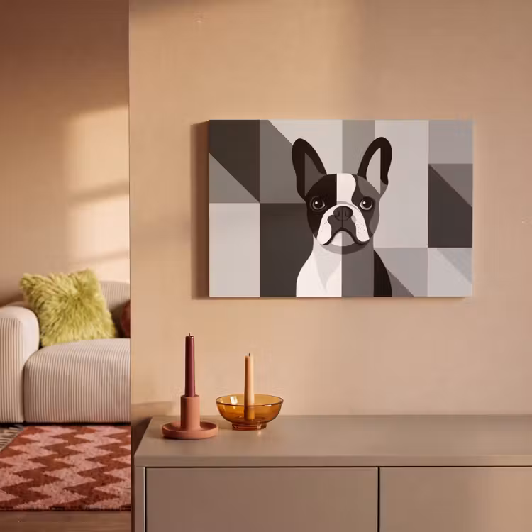 Canvas schilderij - Buldog - Zwart - Abstract - Vlakken — 2