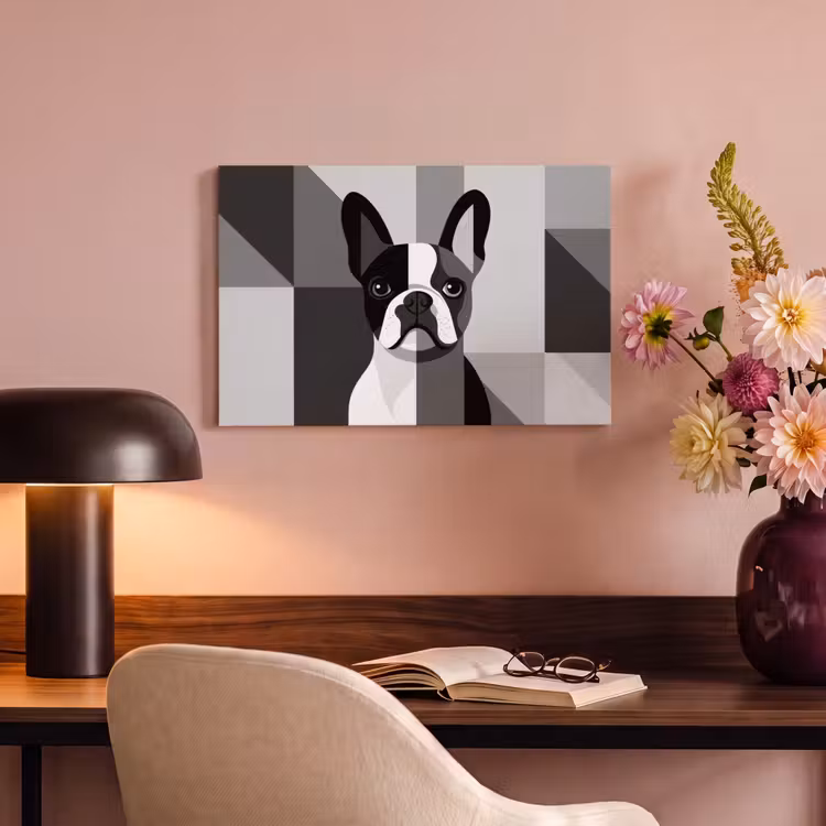 Canvas schilderij - Buldog - Zwart - Abstract - Vlakken — 4