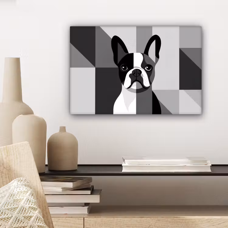 Canvas schilderij - Buldog - Zwart - Abstract - Vlakken — 5