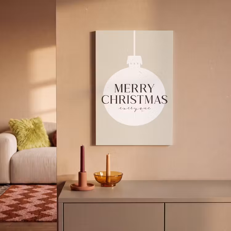 Canvas schilderij - Christmas - Kerstballen - Japandi - Witte kerstballen — 2