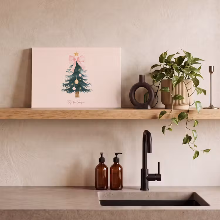 Canvas schilderij - Christmas Season - Kerst - Kerstboom - Roze — 3