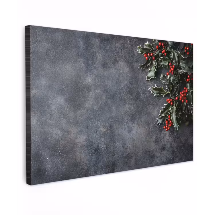 Canvas schilderij - Christmas - Takken - Winter - Rood — 1